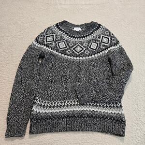 Old Navy Gray and Black Nordic Pullover Knit Sweater Women's Size S